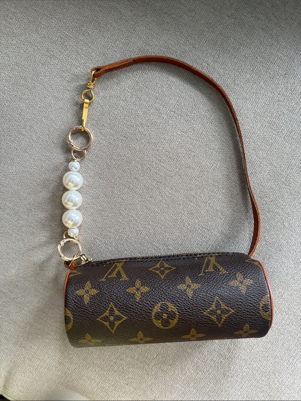 Louis Vuitton Monogram Papillon Pochette handbag with Pearl Accent Strap